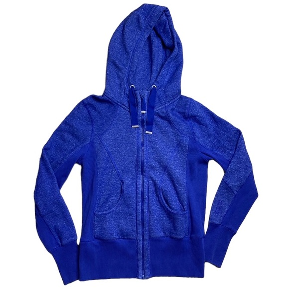 Zella Tops - Zella Royal Cobalt Blue Zip Up Active Hoodie Thumbholes Running Size Large EUC